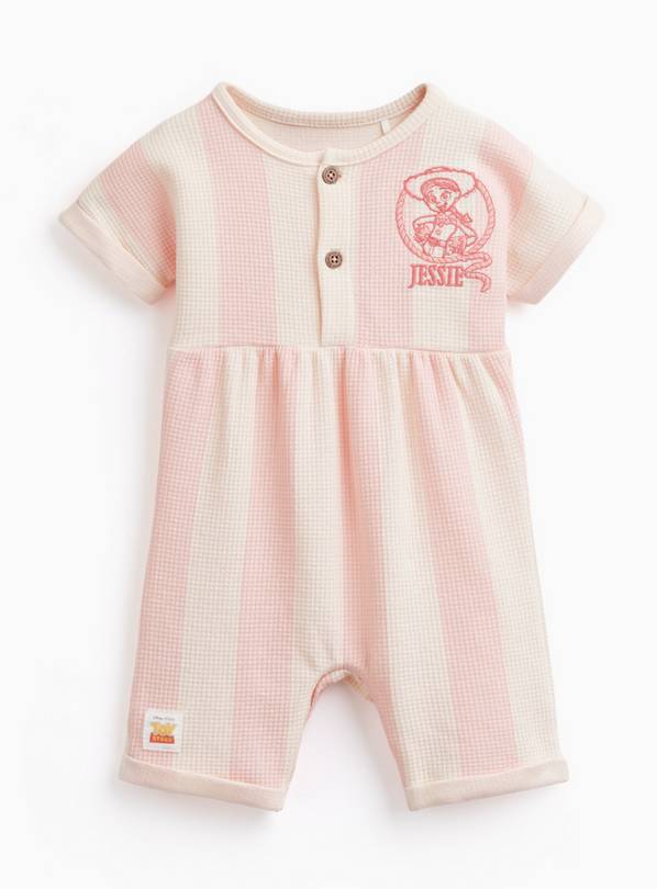 Pink Stripe Toy Story Print Short Sleeve Romper Up to 3 mths